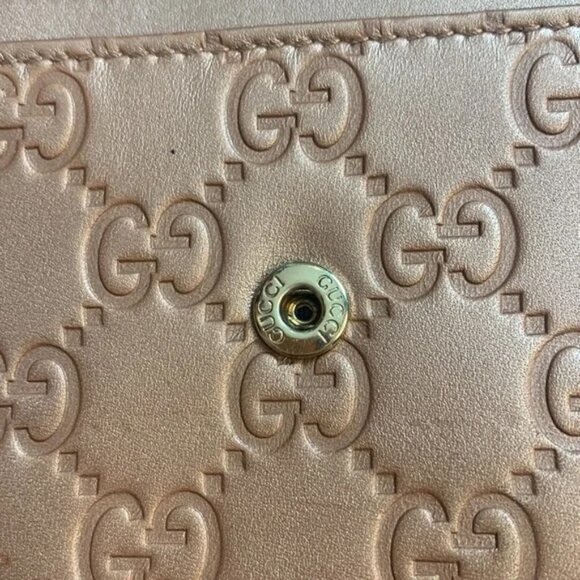 Rare Gucci Metallic Guccissima Leather Flap Over Wallet Heart GG Gold EMBOSSED - Picture 8 of 10